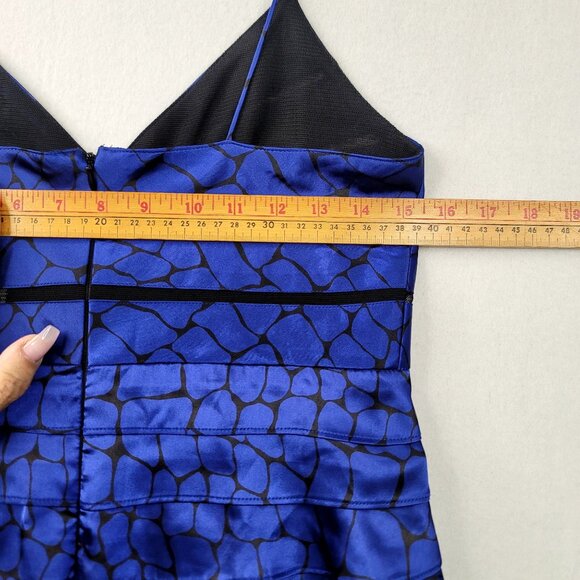 Eliza J Women Blue Black Tiered Layered Cocktail Dress Sz 8P Spaghetti Strap Zip - Picture 8 of 9